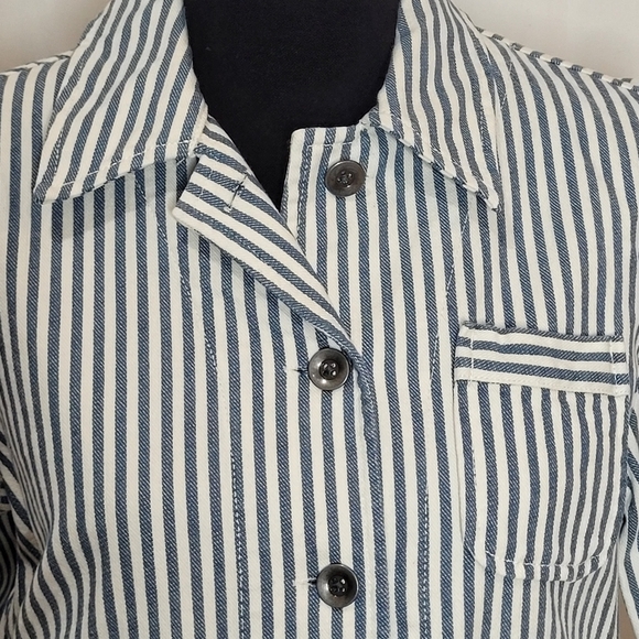 Madewell Shrunken (style name) Workwear Jacket in Poppy Stripe Denim - Size S - Picture 7 of 15